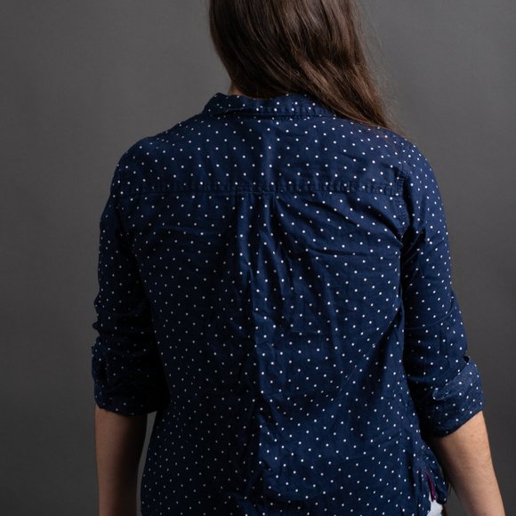 Navy Polka Dot Button Down by St. John's Bay - Picture 5 of 8